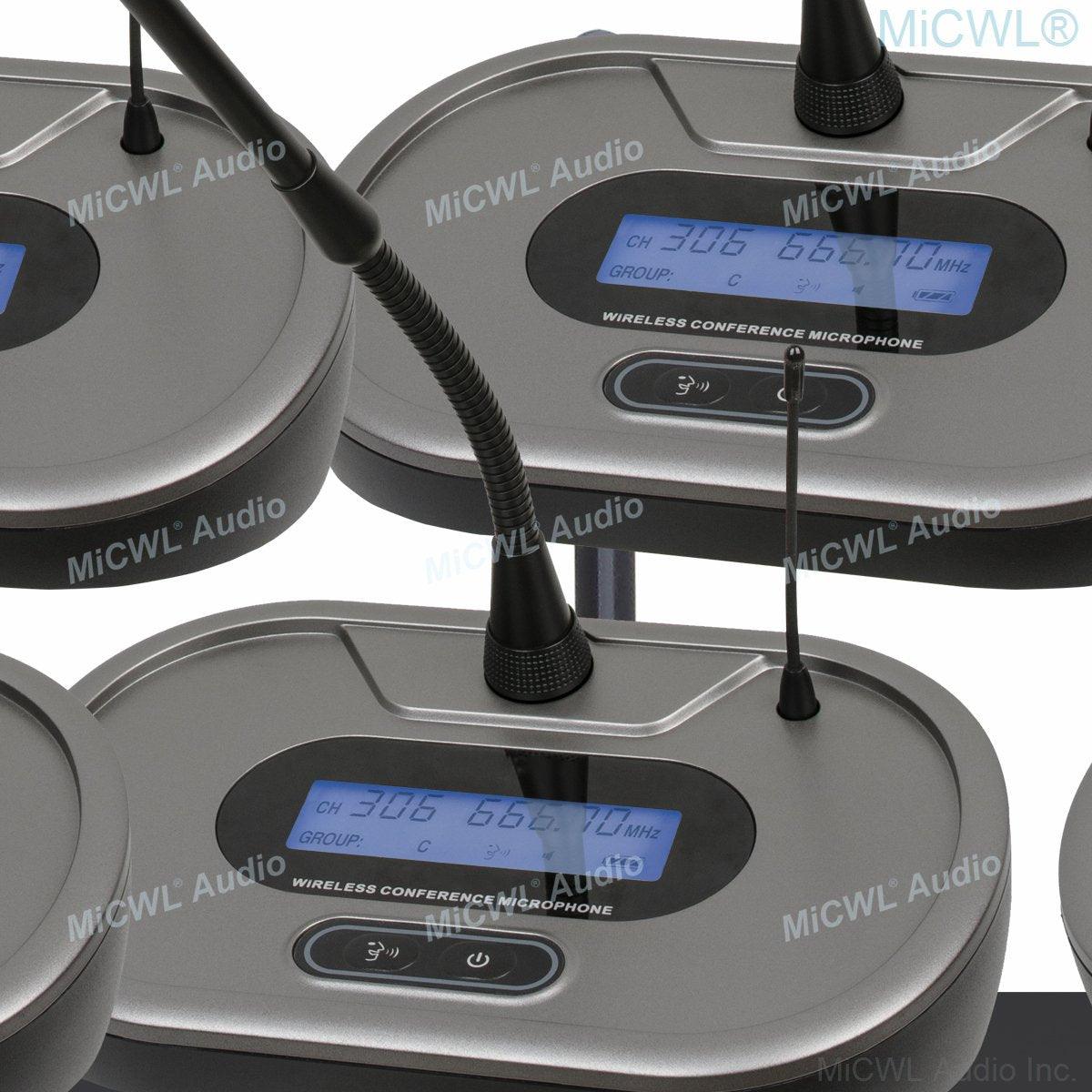 EM9000 UHF Digital Wireless 8 Gooseneck Microphone Mute Button Conference System Meeting Room Discussion Conference System - MiCWL Audio Inc