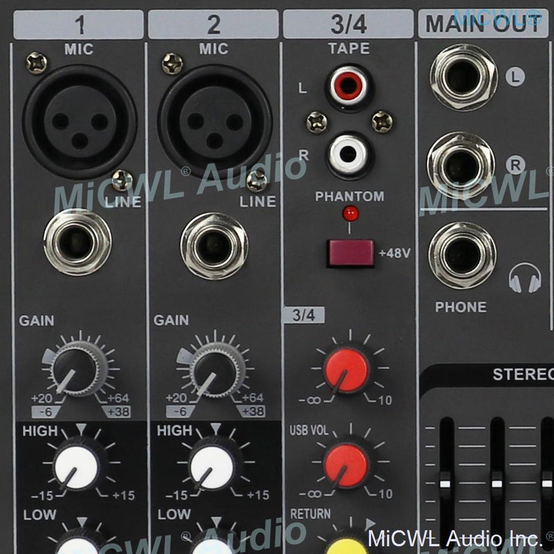 MG4 400W Power Mixer 4 Channel Mixing Console 2x200W Power Amplifier Karaoke Music Live Mixer 2 Channel AMP Bluetooth 48V - MiCWL Audio Inc