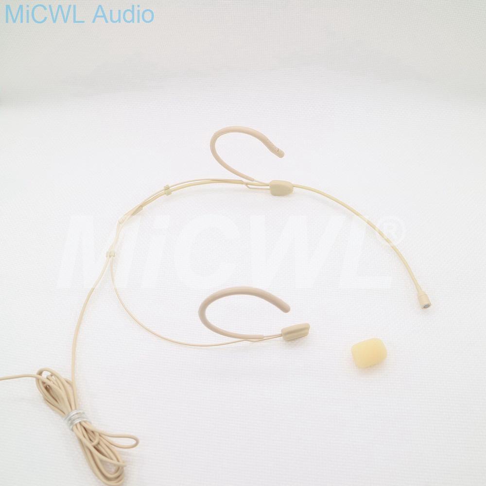 Beige Headset Omni-directional Dual Hook Headworn Microphone For Audio Technica Wireless System With Bodypack Transmitter - MiCWL Audio Inc