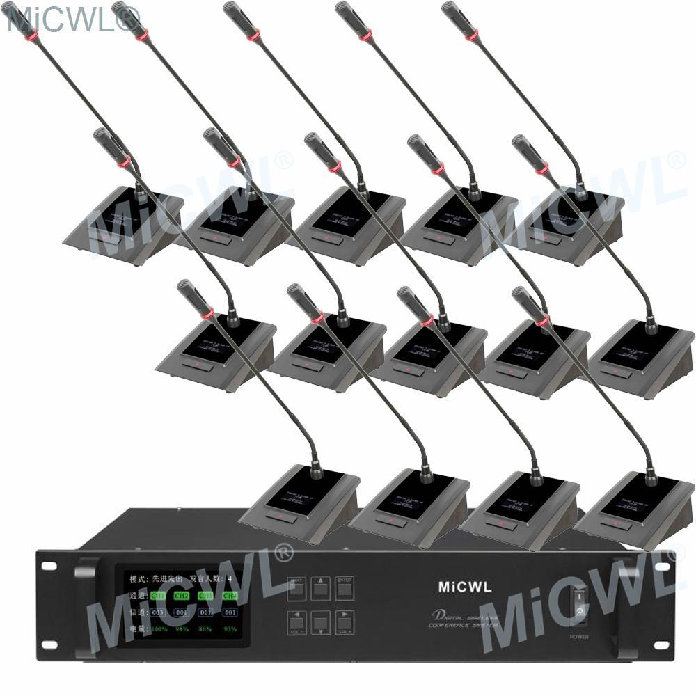 MiCWL A10M Series 16 Gooseneck Desktop Digital Wireless Audio Conference Microphone System 1 President 15 Delegate High-end Mics - MiCWL Audio Inc