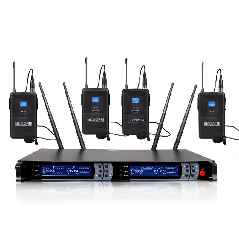 Professional 200 Channel 4 Gooseneck Wireless Microphone System 4 Handheld 4 Headset Lavalier Mic DJ Karaoke Sets - MiCWL Audio Inc