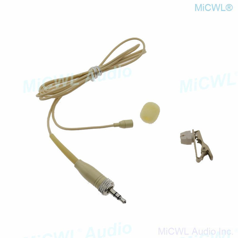 AVX2 Tie Clip Hidden Lavalier Lapel Microphone For Sennheiser G2 G3 G4 G5 Wireless BeltPack 3.5mm Lock Beige color - MiCWL Audio Inc