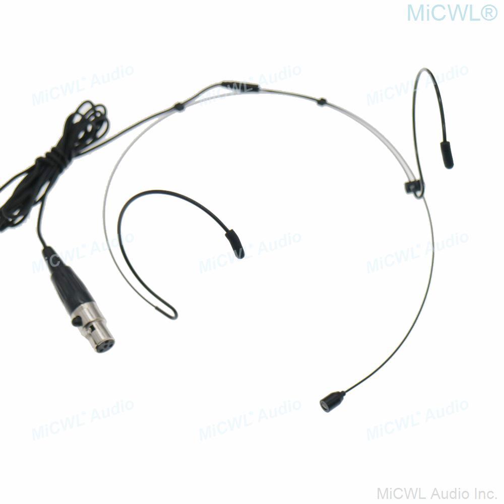 Hidden Beta53 Black Earset Headset Microphone For Shure Wireless Mic System TA4F Connector Dual Single ear Hook Mike - MiCWL Audio Inc