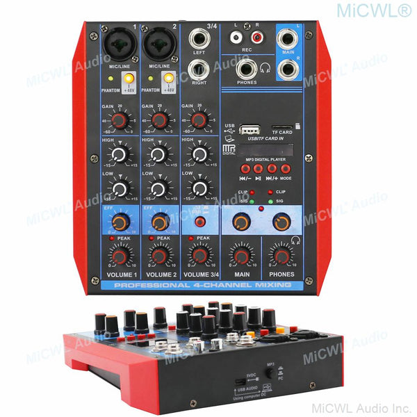 Professional 4-Channel Mixing Bluetooth Mixing Console Audio Mixer PC Laptop Network Live Recording Device