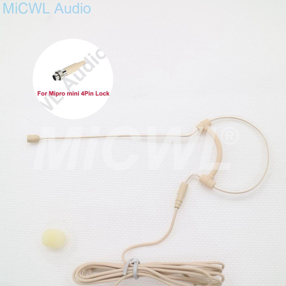 Single Hook Ear Condenser Microphone Omni-directional Head Worn Earphones For Mipro Wireless System Stage Performance - MiCWL Audio Inc
