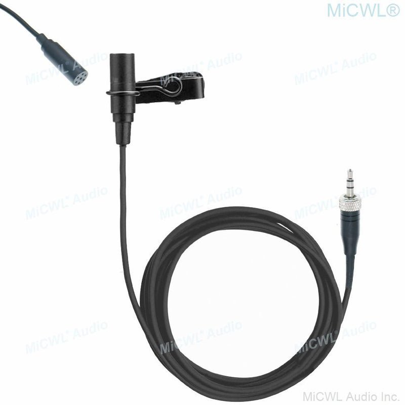 Black ME2 Tie Clip Lavalier Lapel Microphone for Sennheiser G2 G3 G4 MKE2 Clip-On Wireless System - MiCWL Audio Inc