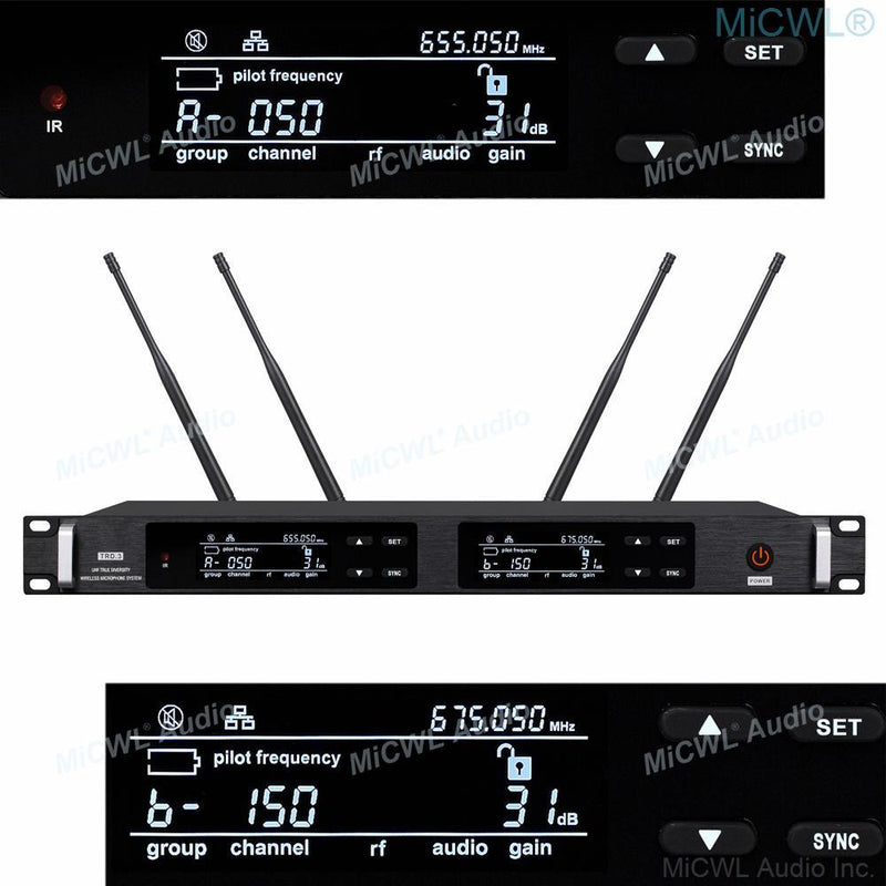 MiCWL AD4D 300 Channel Audio Wireless Microphone SKM9000 Digital True Diversity Stage vocal concert Handheld Mics 4 Aerial - MiCWL Audio Inc