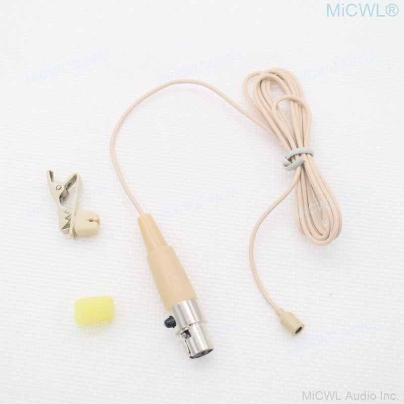 Replaceable Tie Clip Lapel Microphone For AKG Shure Audio-Technica Sennheise MiPro Wireless Beige Omnidirectional Mic Mike Mini - MiCWL Audio Inc