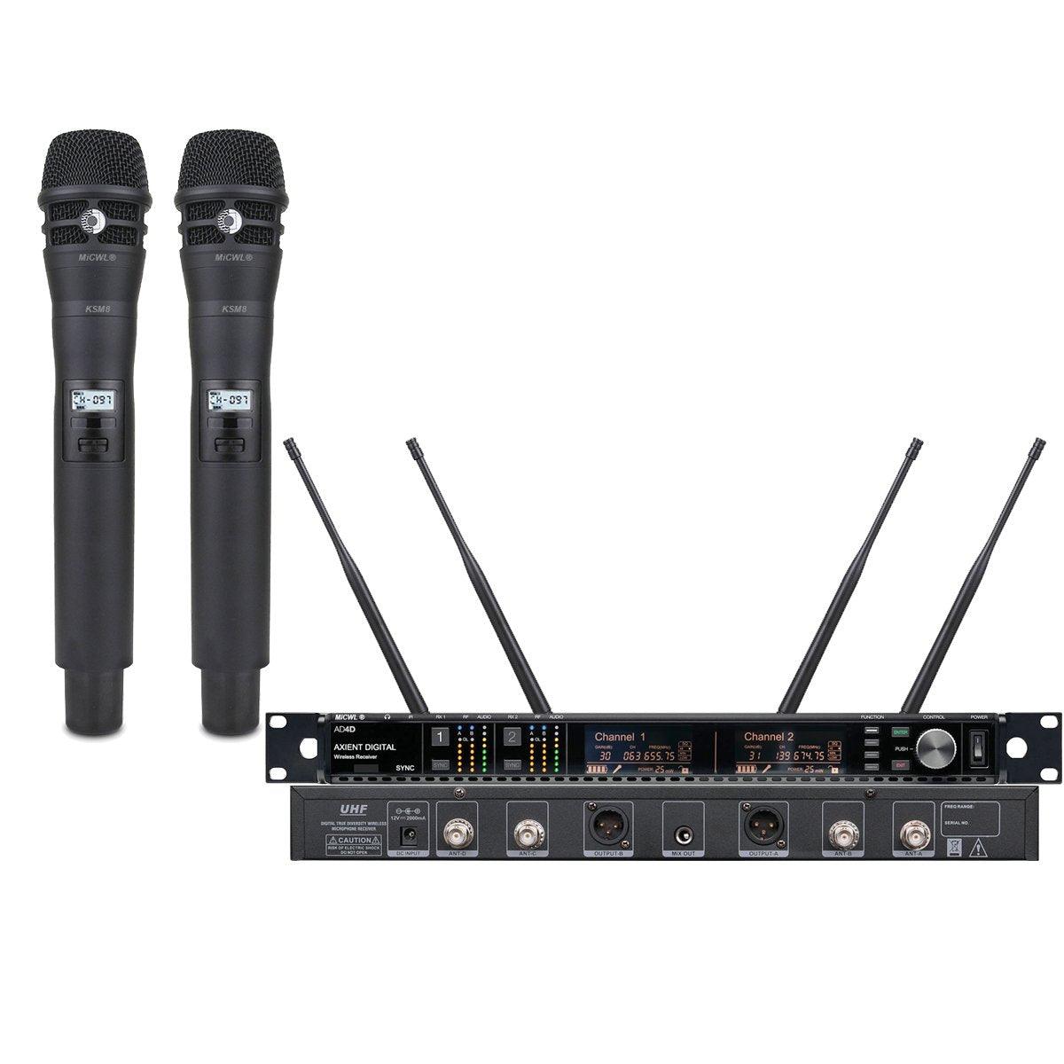 MiCWL Original AD4D True Diversity Digital Wireless DJ Karaoke Stage Sing Black KSM8 ADX2 Microphone System 500m Range - MiCWL Audio Inc