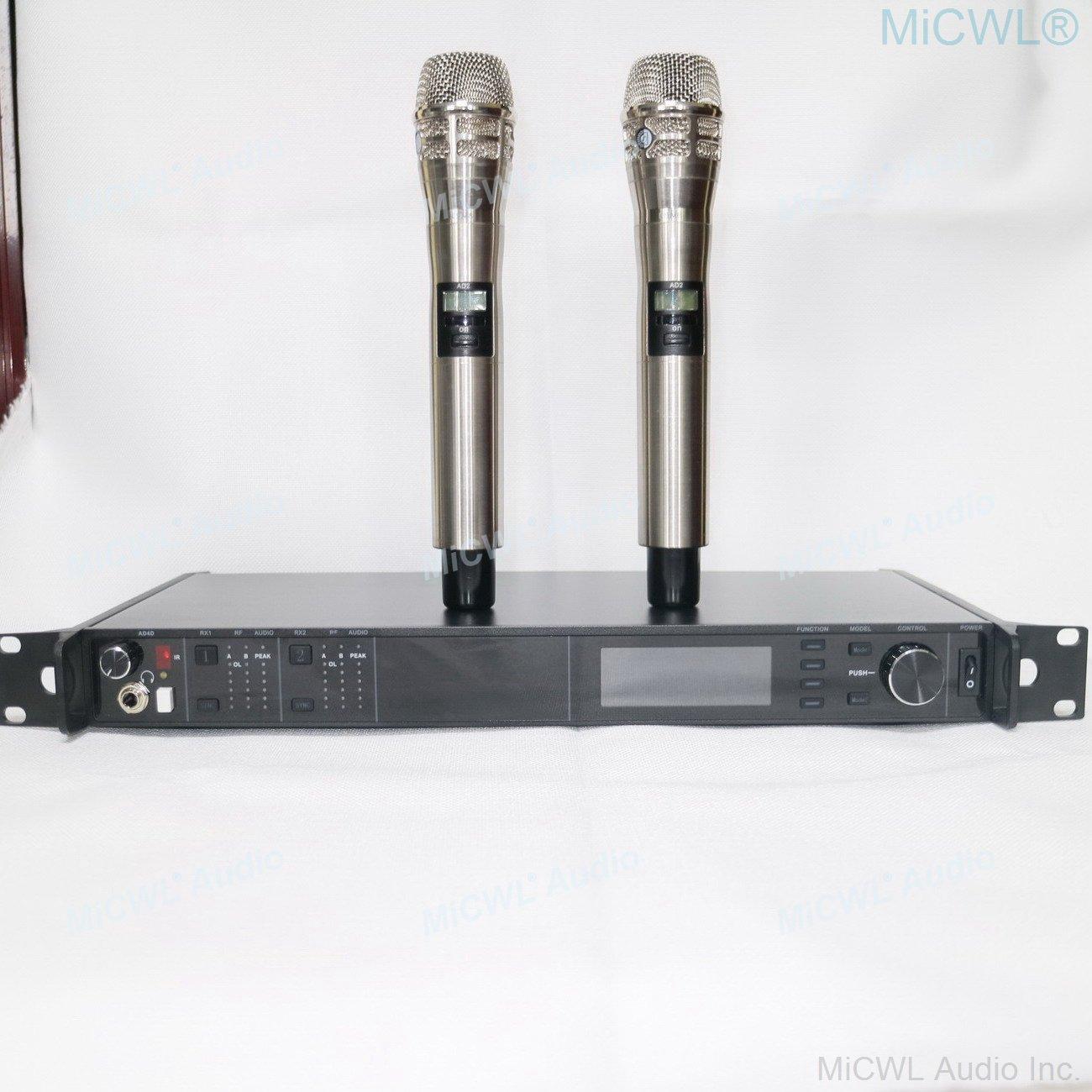 MiCWL UR24D True Diversity Audio Wireless Microphone 2 KSM8 Handheld Digital Stage Vocal Concert System 4 Aerial Large Range - MiCWL Audio Inc
