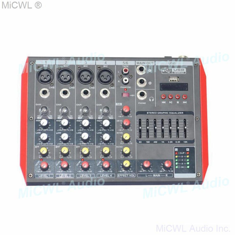 MiCWL 6 Channel Audio Mixer Microphone Mixing Console Portable Bluetooth Sound Mixer MG6 - MiCWL Audio Inc