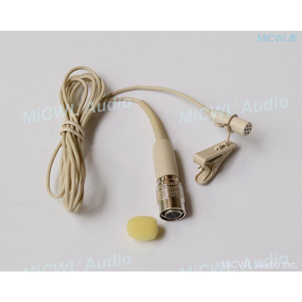 Beige Clip Lapel Microphone For Audio-Technica Wireless BeltPack Transmitter Hirose 4Pin Karaoke Sing Speech Instrument Mics - MiCWL Audio Inc