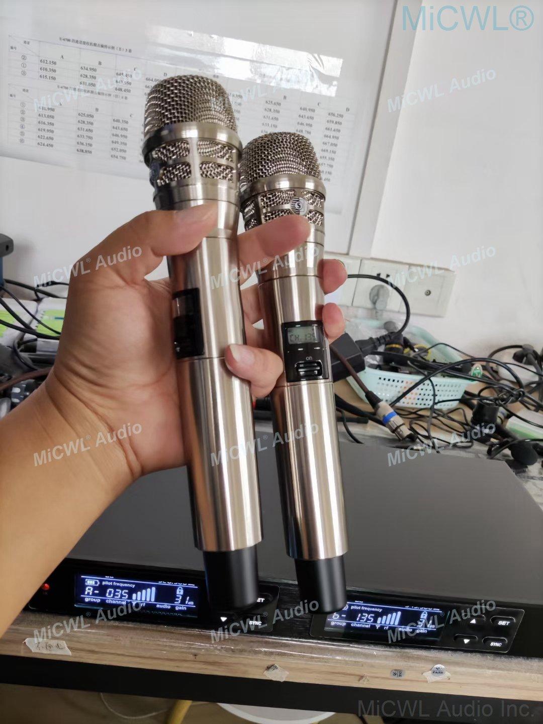 MiCWL UR24D True Diversity Audio Wireless Microphone 2 KSM8 Handheld Digital Stage Vocal Concert System 4 Aerial Large Range - MiCWL Audio Inc