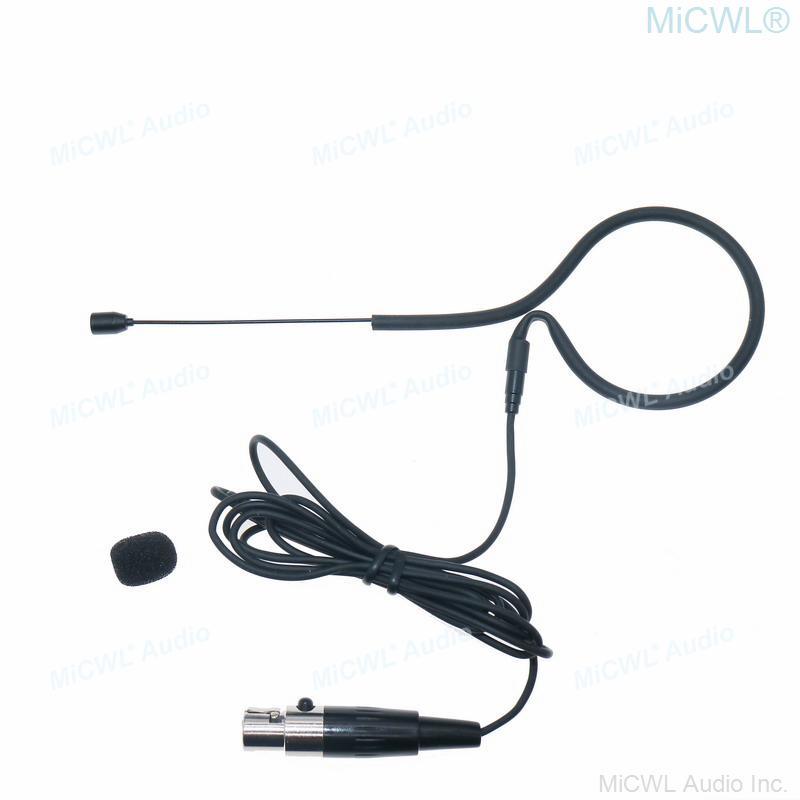 Hidden Beta53 Black Earset Headset Microphone For Shure Wireless Mic System TA4F Connector Dual Single ear Hook Mike - MiCWL Audio Inc