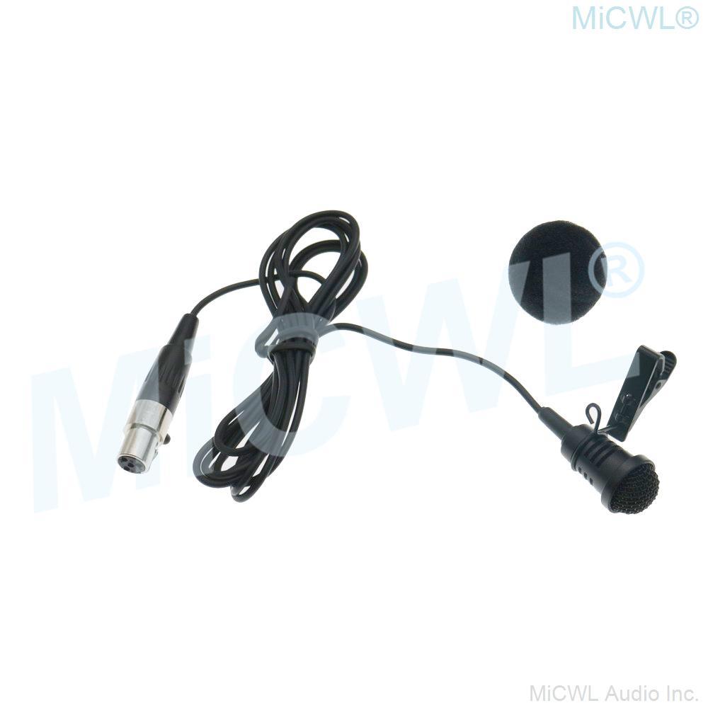 Tie Clip Lavalier Lavalier Microphone for Shure 4Pin Mini XLR ULX SLX PGX GLX QLX Wireless BeltPack Black Cardioid Mic - MiCWL Audio Inc