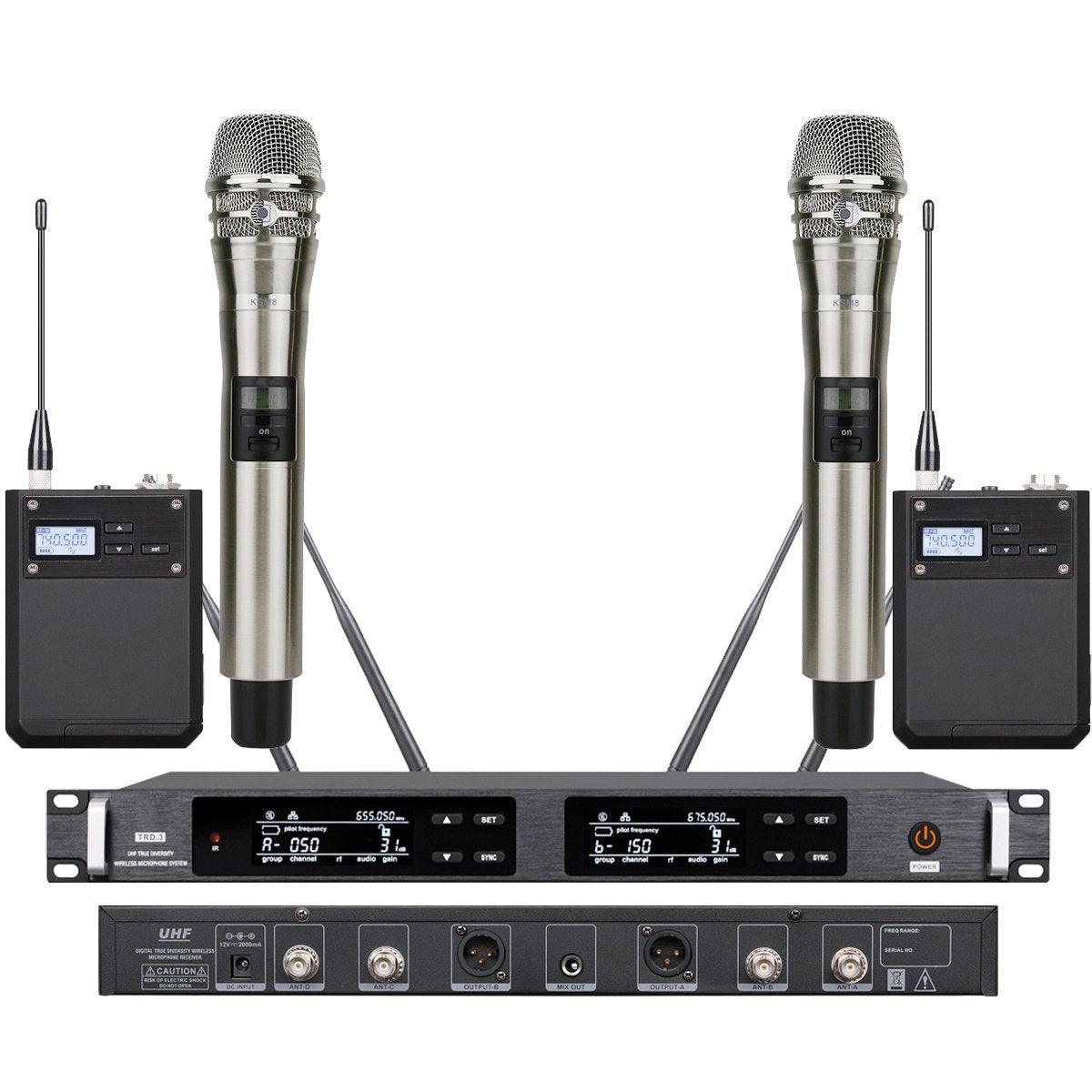 Original MiCWL ULXD4 Wireless DJ Karaoke Microphone System KSM8 Dynamic Stage Sing Song 4 Antenna True Diversity 500m Long Range - MiCWL Audio Inc
