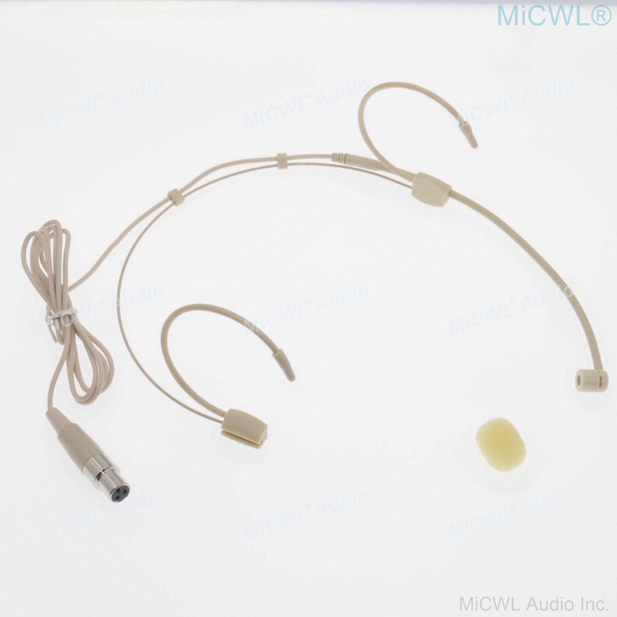 Skin Double Ear Hook Headband Microphone For Sennheiser Shure MiPro AKG Audio-Technica 4Pin 3Pin TA4F 3.5mm - MiCWL Audio Inc