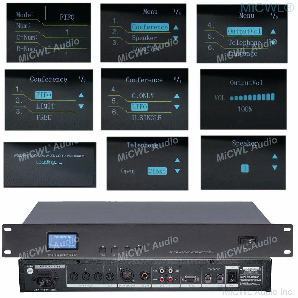 MiCWL 24 Gooseneck Digital Wired Microphone Discussion Conference System Built-in Speaker 24Desktop Chairman Delegate Mics - MiCWL Audio Inc