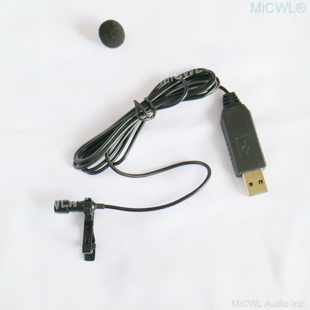 Black USB Microphone Tie Clip Lavalier Computer Laptop Mics - MiCWL Audio Inc