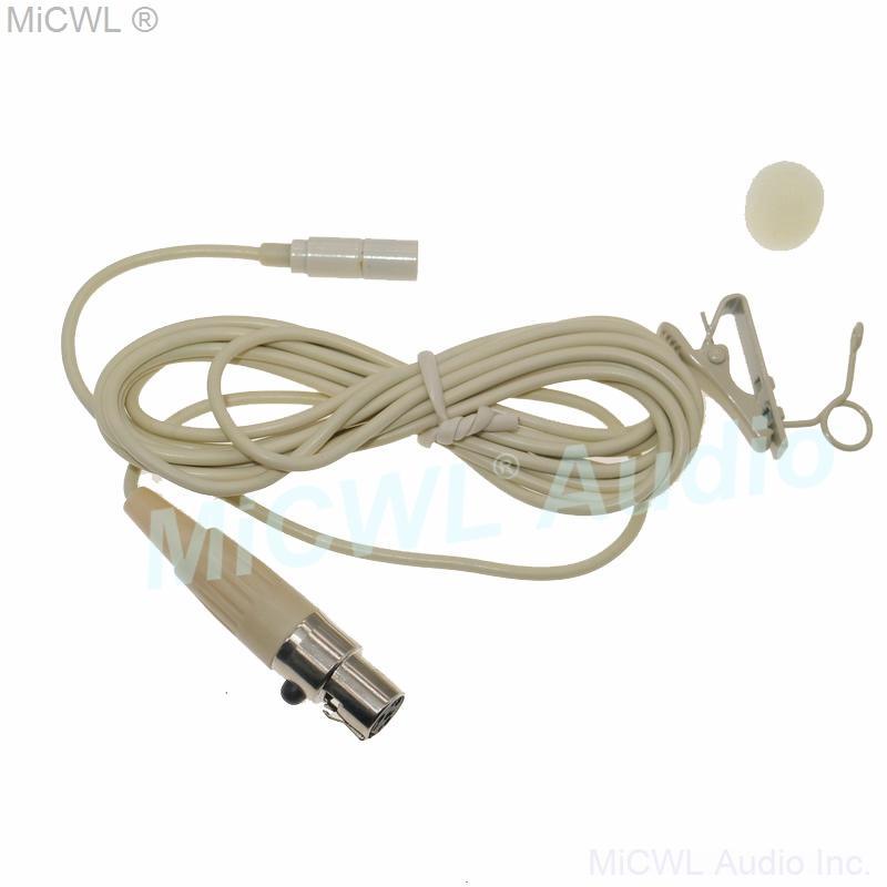 Mini TA3F Beige Clip-On Technical Lavalier Mic For AKG Samson Microphones BodyPack Transmitter - MiCWL Audio Inc