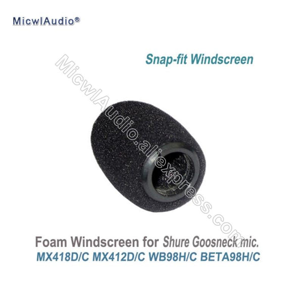 20 X Black Sponge Snap-fit Form Windscreens For Shure MX418D/C MX412D/C WB98H/C BETA98H/C Instrument Gooseneck Microphone