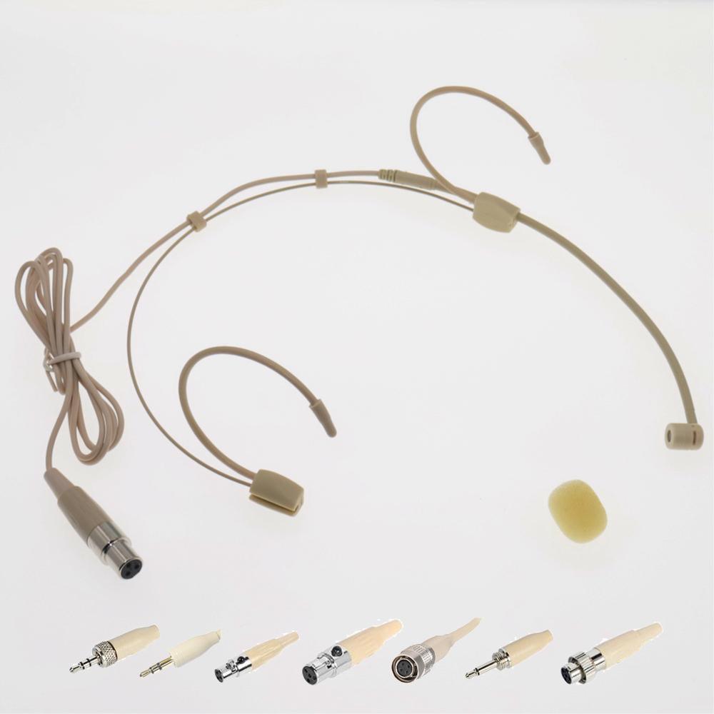 Skin Double Ear Hook Headband Microphone For Sennheiser Shure MiPro AKG Audio-Technica 4Pin 3Pin TA4F 3.5mm - MiCWL Audio Inc