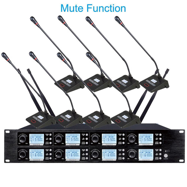 MiX800 Mute Button Digital Wireless 8 Table Gooseneck Microphone Discussion Conference System Company Government Meeting Room