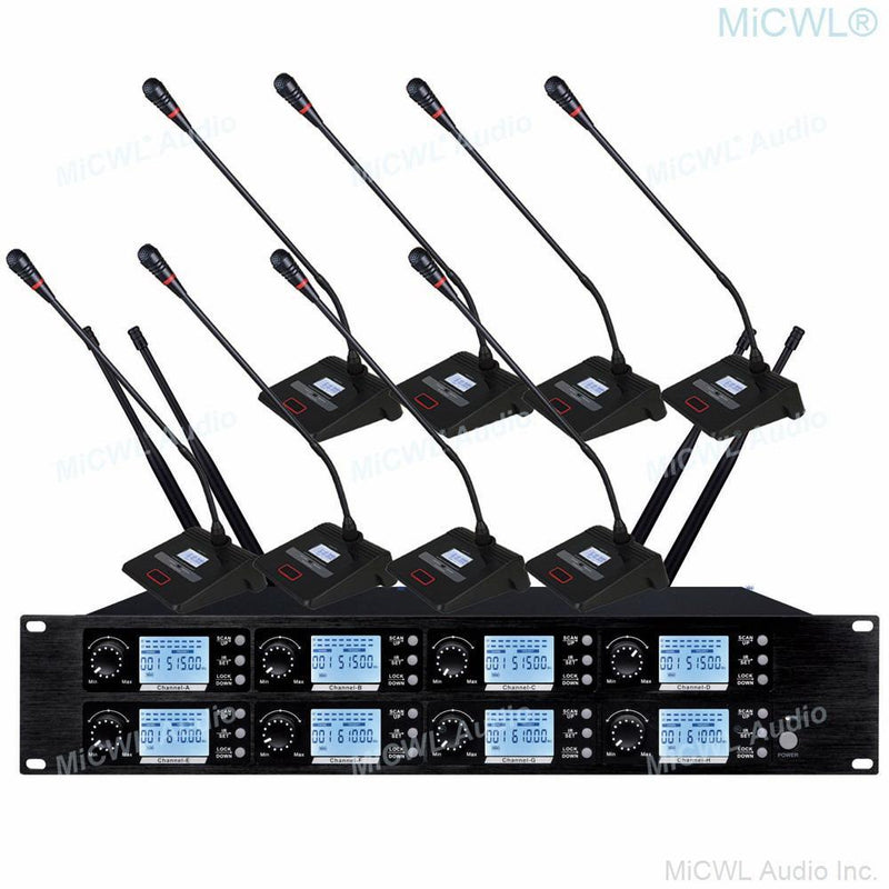 MiX800 Mute Button Digital Wireless 8 Table Gooseneck Microphone Discussion Conference System Company Government Meeting Room