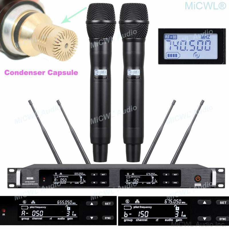 High-Tech UHF 300 Channel KSK8 SM9 Condenser Capsule Handheld Stage DJ Karaoke Vocal Concert Mics ULXD4D True Diversity System - MiCWL Audio Inc