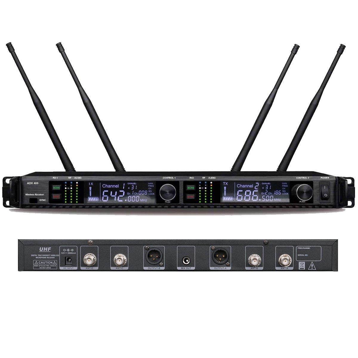 Original UHF Dual Channel AD4D DJ Karaoke Wireless Digital Microphone System 2 Betay87 Dynamic Handheld Mic Set AD4 Receiver - MiCWL Audio Inc