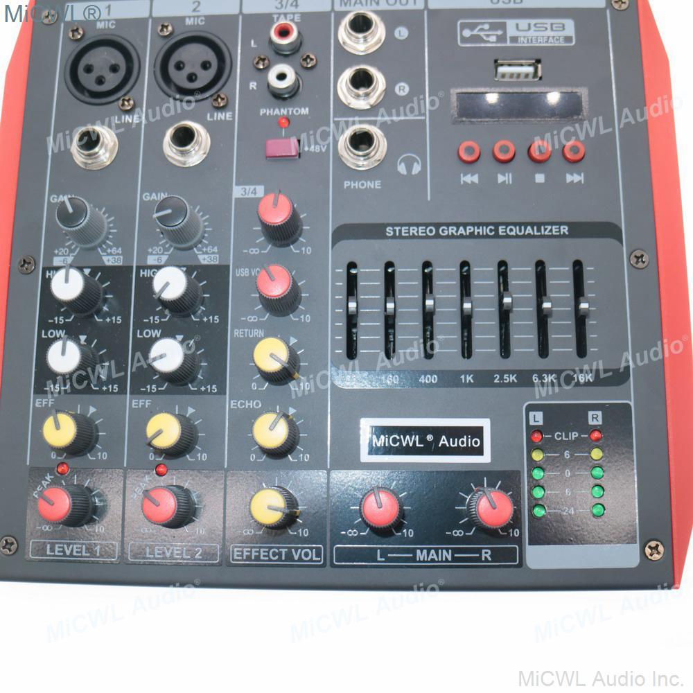 MG4 MiCWL Portable Bluetooth 4 Channel Audio Mixer Sound Mixing Console for Studio Stage Microphone USB 48V EQ - MiCWL Audio Inc