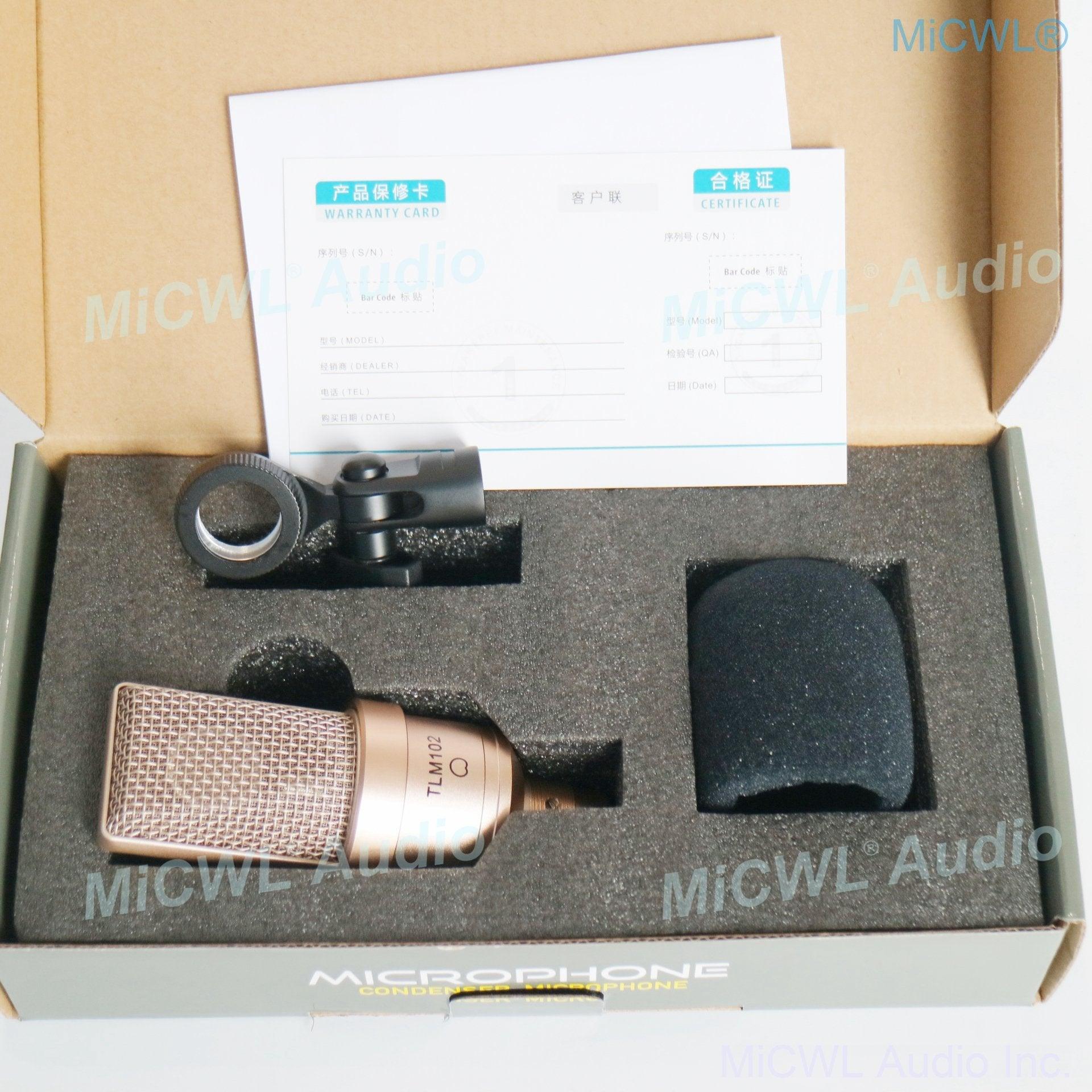 MiCWL TLM 102 Cardioid Condenser Microphone Professional TLM-102 For Laptop PC Network Live Studio Recording Sing 48V Phantom - MiCWL Audio Inc