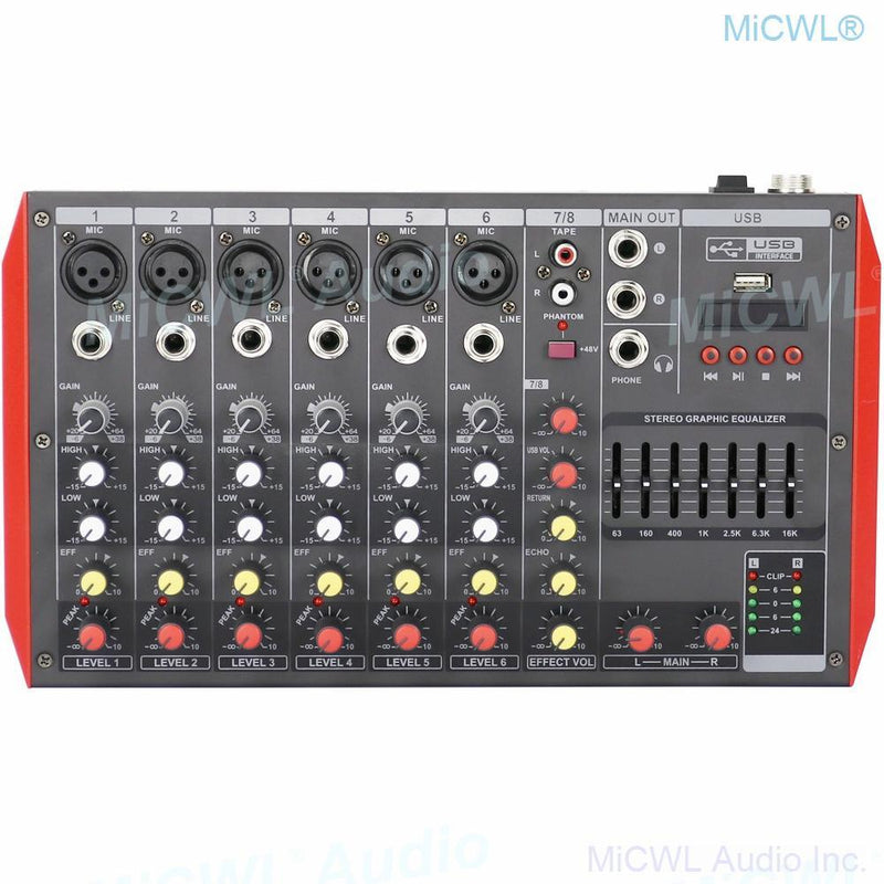 MG4 4 Channel Audio Bluetooth Mixer Mixing Console with 7-Band EQualizer  USB Phantom Power 48V