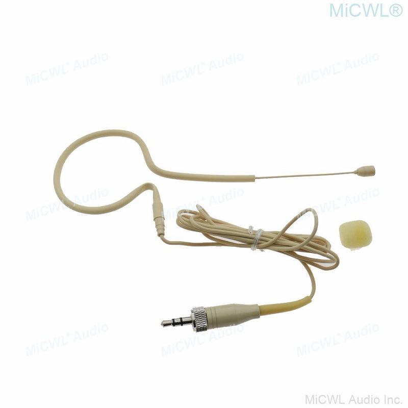 Beige Black Single Earset Hook Headset Microphone For Sennheiser Mic G2 G3 G4 Wireless BeltPack Transmitter 3.5mm Lock - MiCWL Audio Inc