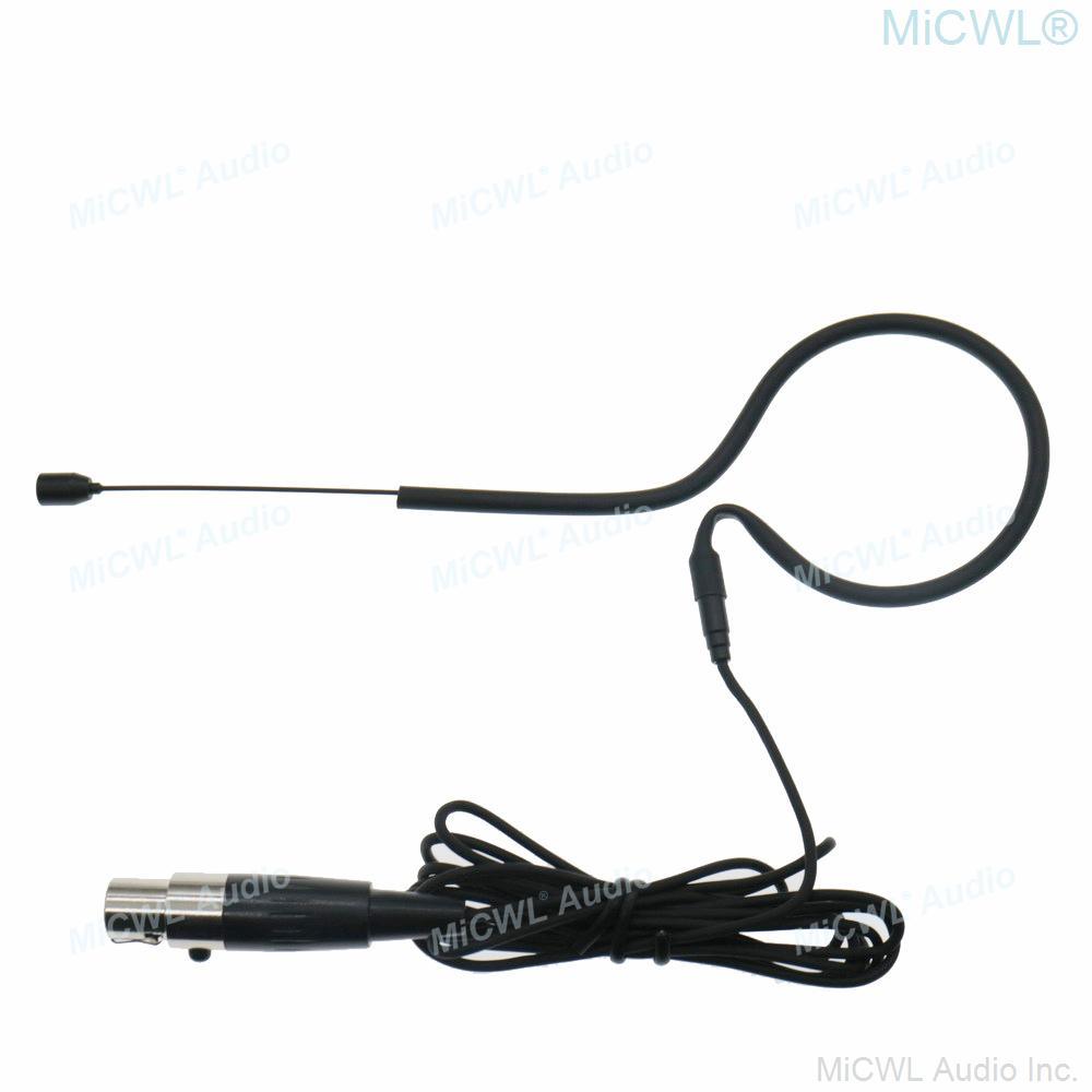 Hidden Beta53 Black Earset Headset Microphone For Shure Wireless Mic System TA4F Connector Dual Single ear Hook Mike - MiCWL Audio Inc