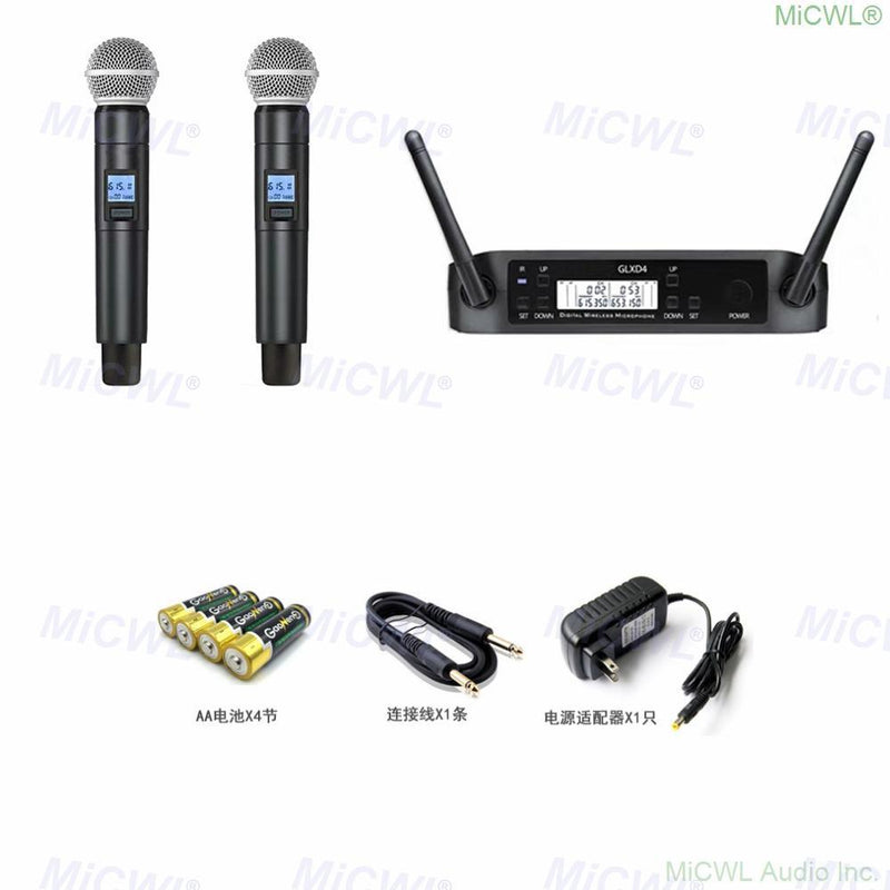 New Design GLXD4 Duall Handheld Audio Microphone System UHF Wireless 2 Handheld KTV Stage Performance Vocal Sets