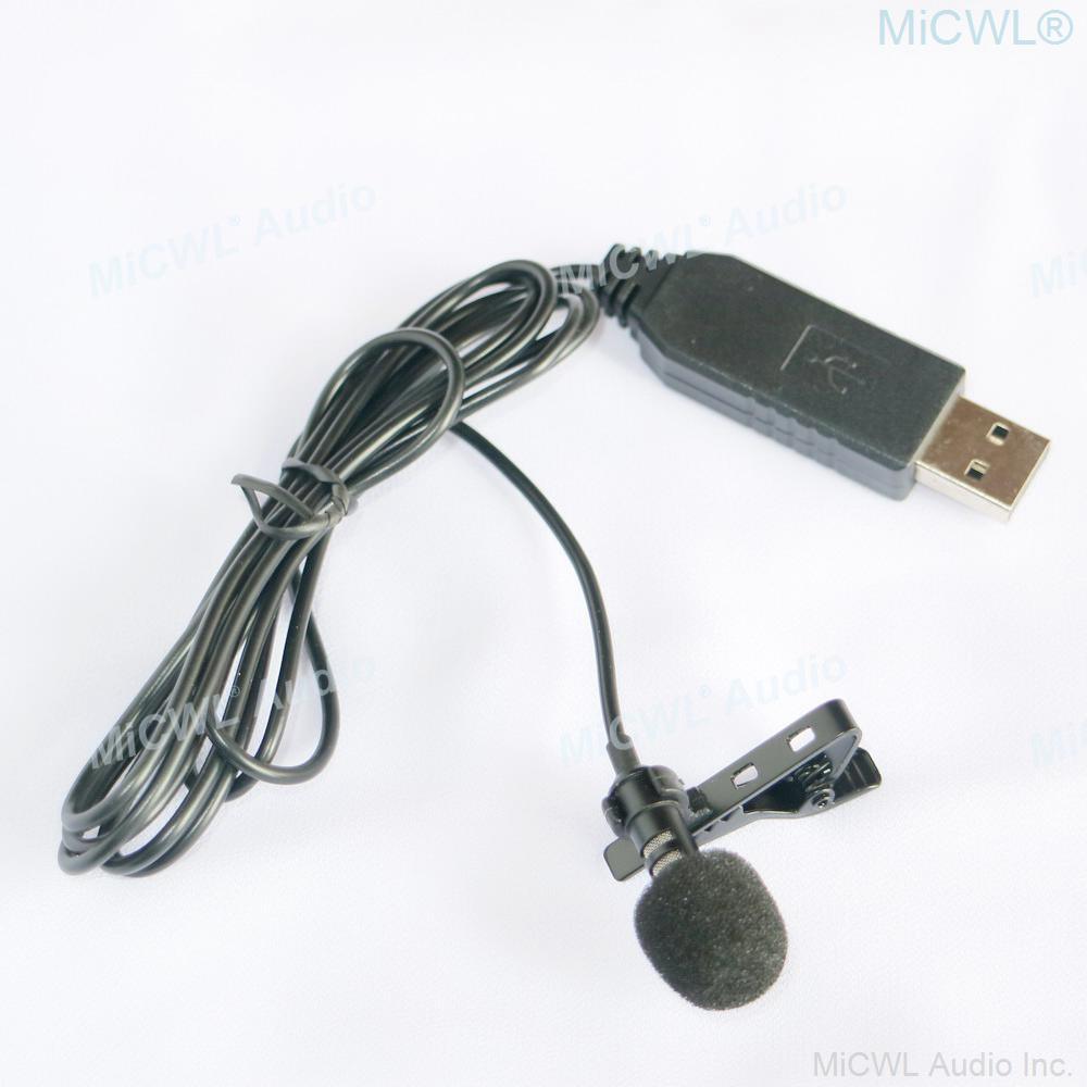 Black USB Microphone Tie Clip Lavalier Computer Laptop Mics - MiCWL Audio Inc