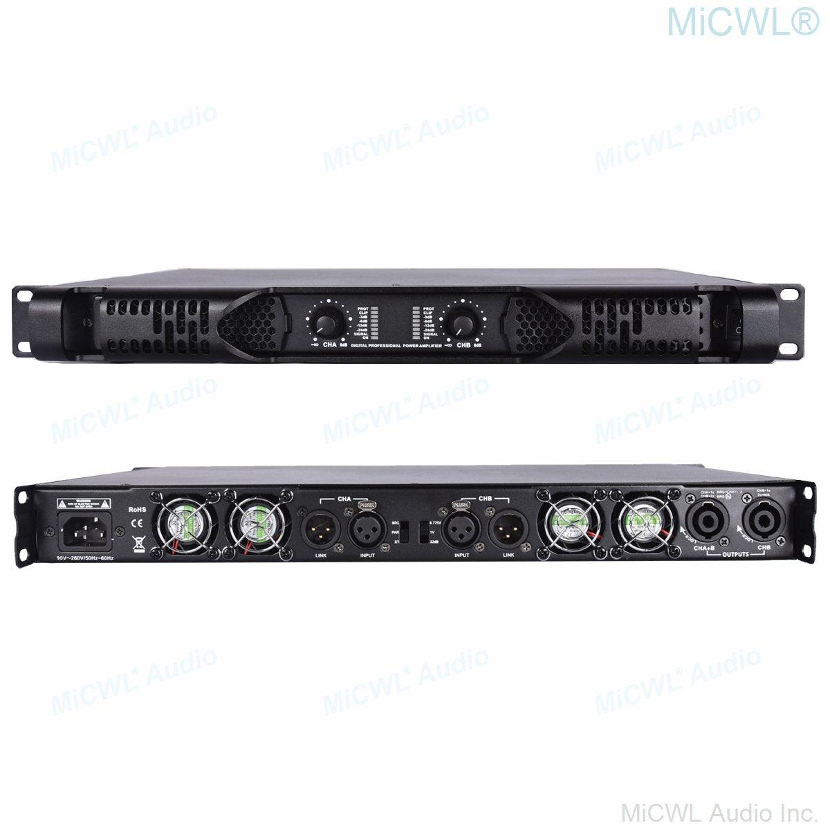 Professional 4 Channel 9200W High Power Digital Amplifier Bridging Function Can Drive Linear Array Acoustic 5200W 4Ohm 4600W 8Ω - MiCWL Audio Inc