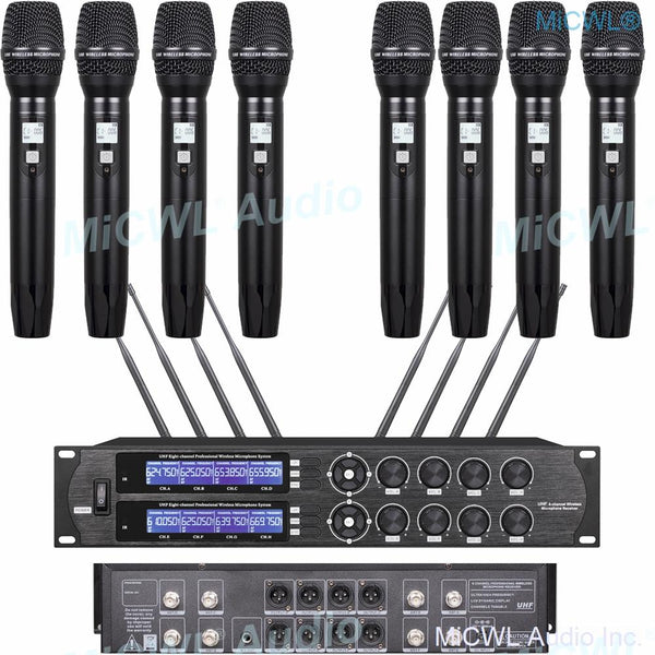 MiCWL Digital Wireless 8 Handheld Cardioid Dynamic Microphone Karaoke System 8 XLR 3Pin 6.35mm Mix Output 8 Antenna