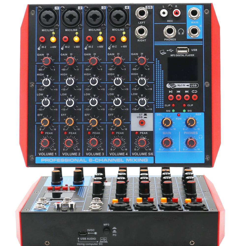 6 Channel Condenser Dynamic Microphone Digital Sound Card Bluetooth USB Mixer Computer PC Laptop Live 48V Audio Console Guitar - MiCWL Audio Inc