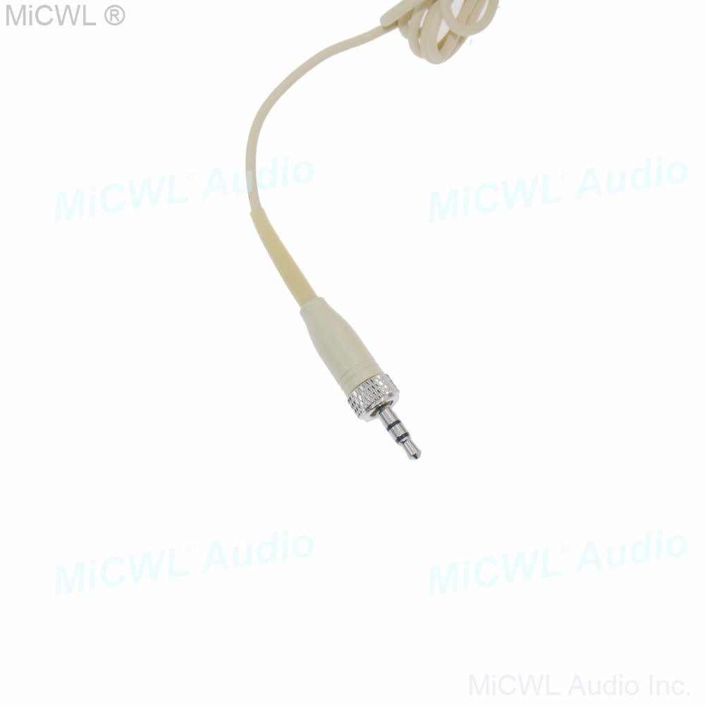 All beige earset Headset Microphone For Sennheiser EM100 Wireless HSP HeadMic BeltPack 3.5mm Lock - MiCWL Audio Inc