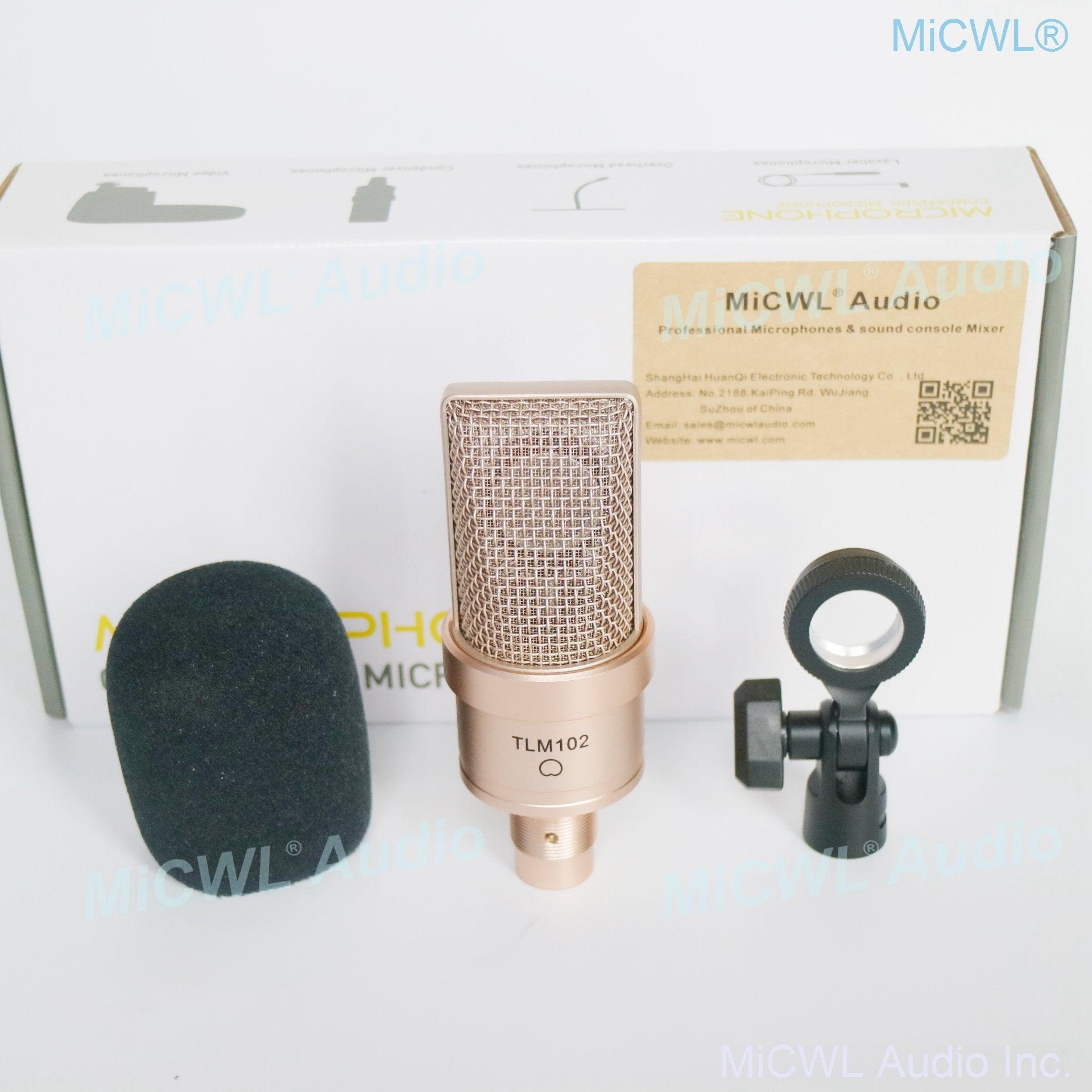 MiCWL TLM 102 Cardioid Condenser Microphone Professional TLM-102 For Laptop PC Network Live Studio Recording Sing 48V Phantom - MiCWL Audio Inc