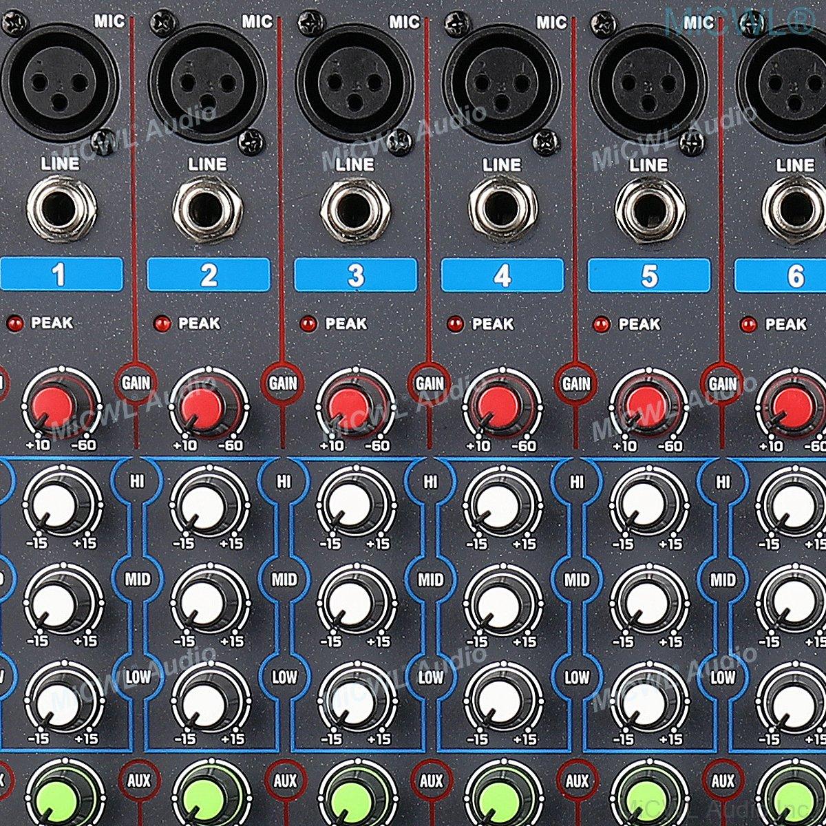 MiCWL Audio 8 Channels AUX FX 7-Brand EQ 320 DSP Digital Effects Sound Mixing Console USB Bluetooth Mixer 48V Phantom - MiCWL Audio Inc