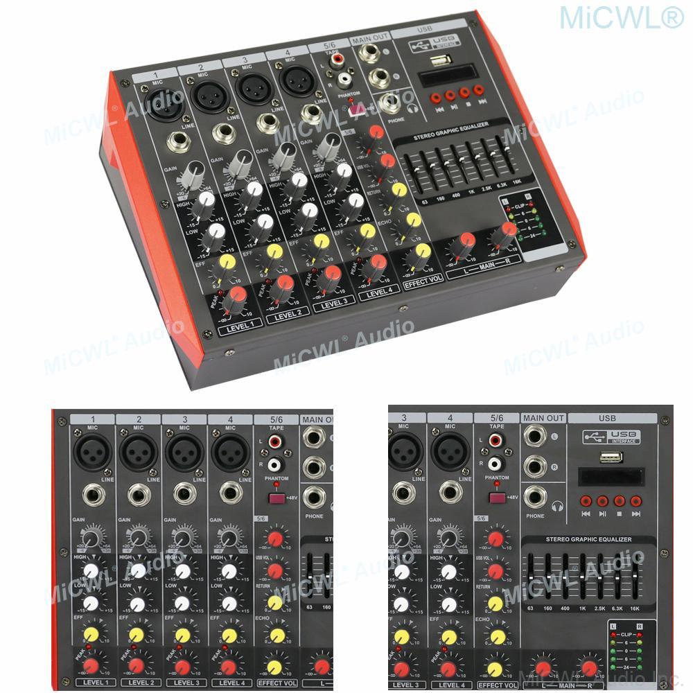 Portable Mini 6 Channel 400W Amplifier Power Mixer Bluetooth Mixing Console Karaoke Music Live Mixer 2 Channel AMP - MiCWL Audio Inc