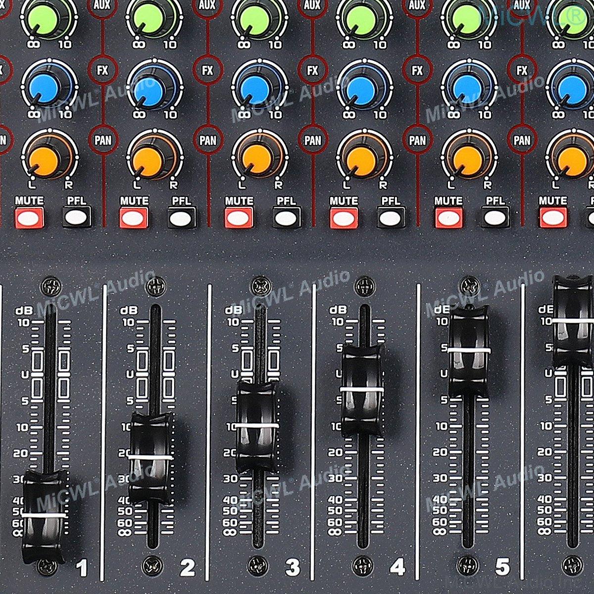 MiCWL Audio 8 Channels AUX FX 7-Brand EQ 320 DSP Digital Effects Sound Mixing Console USB Bluetooth Mixer 48V Phantom - MiCWL Audio Inc