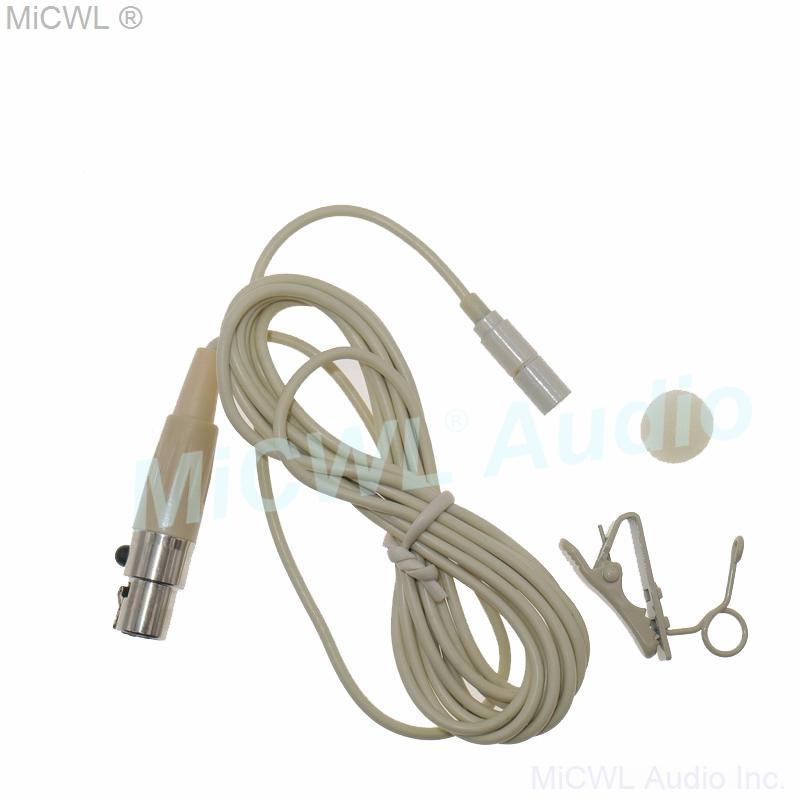 Beige Clip Lavalier Microphone For AKG Samson Gemini Wireless BeltPack Transmitter TA3F XLR mini for Karaoke Sing Speech - MiCWL Audio Inc