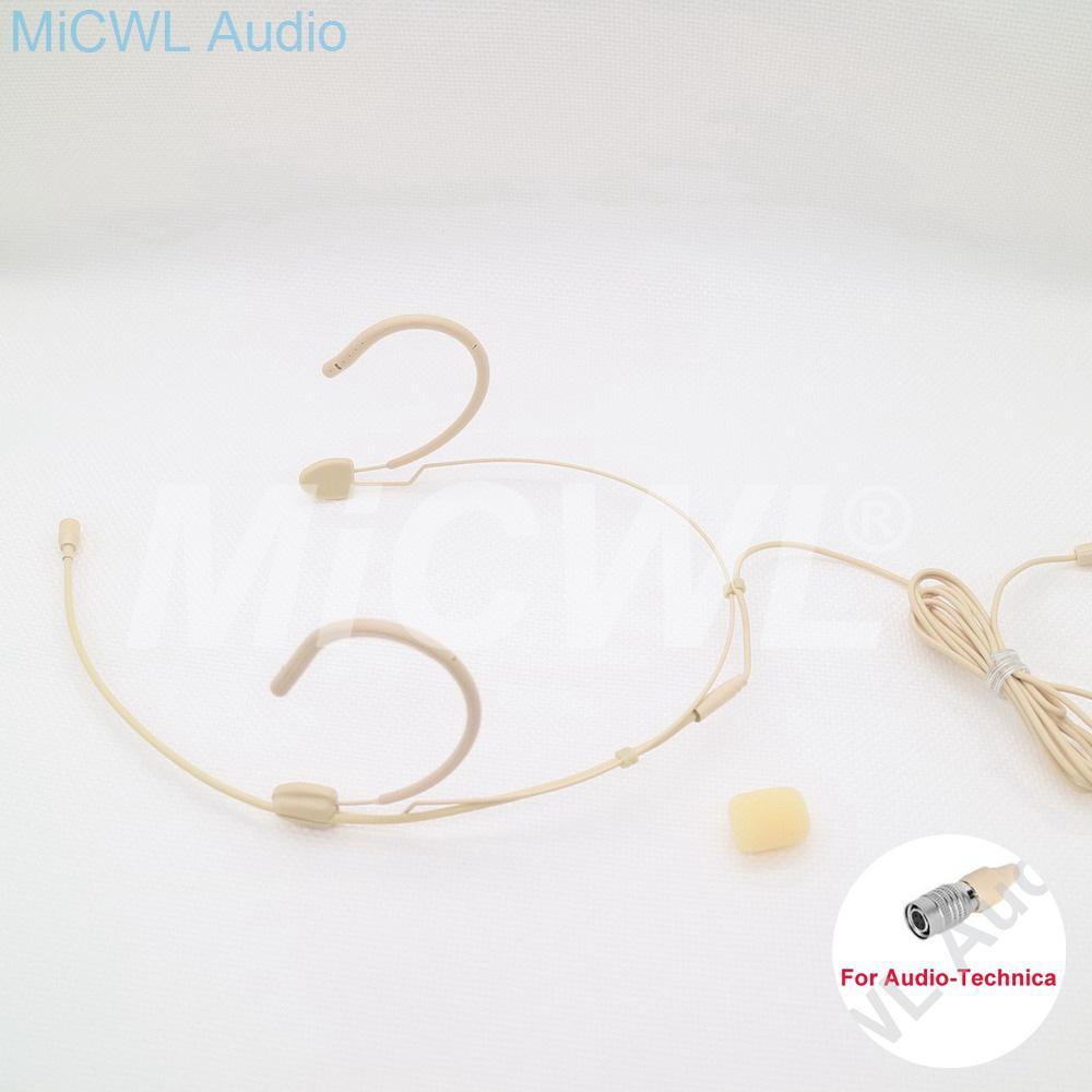 Beige Headset Omni-directional Dual Hook Headworn Microphone For Audio Technica Wireless System With Bodypack Transmitter - MiCWL Audio Inc
