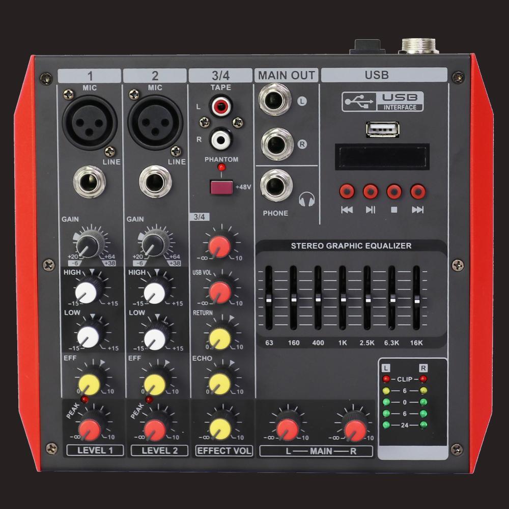 Pro MG4 4 Microphone Input Channel Sound Audio DJ Mixng Mixer Bluetooth EQ USB 48V Console For Stage Home Studio Live - MiCWL Audio Inc