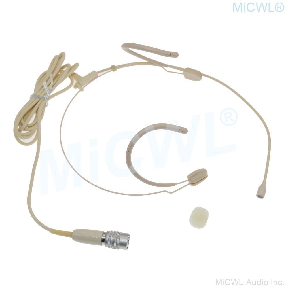 Durable Beige Dual ear Headset Microphone For Audio Technica BeltPack Wireless System Hirose 4Pin plug MiCWL BM28 - MiCWL Audio Inc
