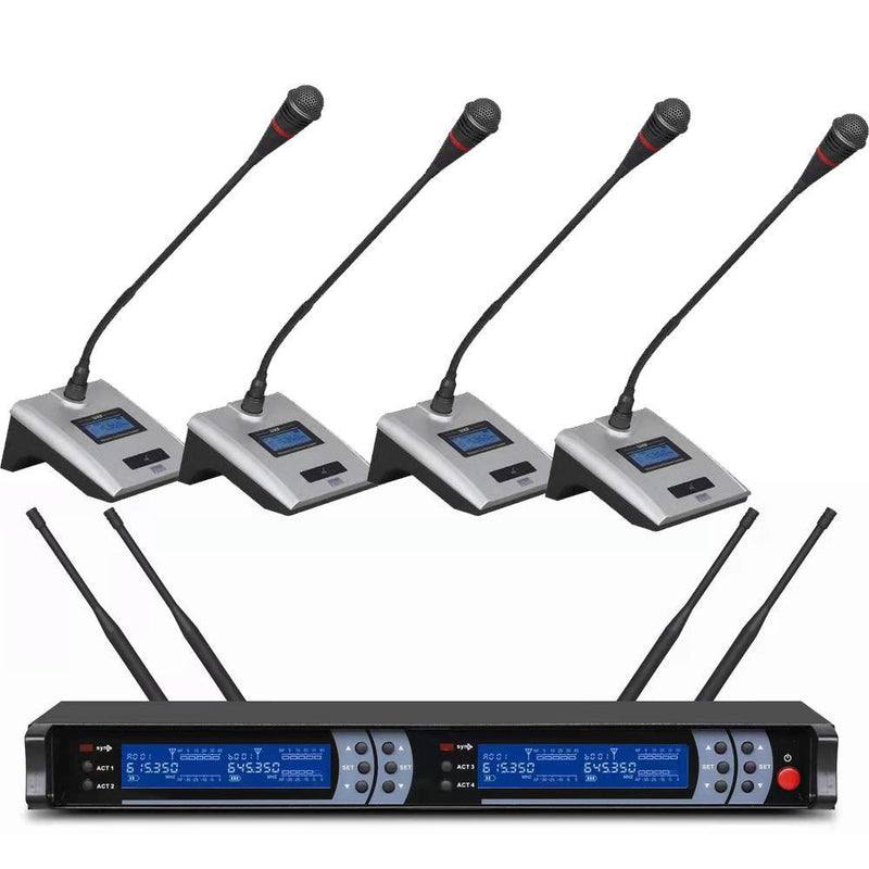 Professional 200 Channel 4 Gooseneck Wireless Microphone System 4 Handheld 4 Headset Lavalier Mic DJ Karaoke Sets - MiCWL Audio Inc